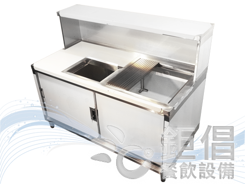 ODM-WD181220/客製化飲料吧檯/飲料工作台/手工洗槽水吧檯/瀝水洗槽水吧台/儲冰槽水吧台/五尺水吧台/保溫茶桶上架/訂製不銹鋼餐飲設備/訂做飲料店吧台/手搖茶飲店吧台